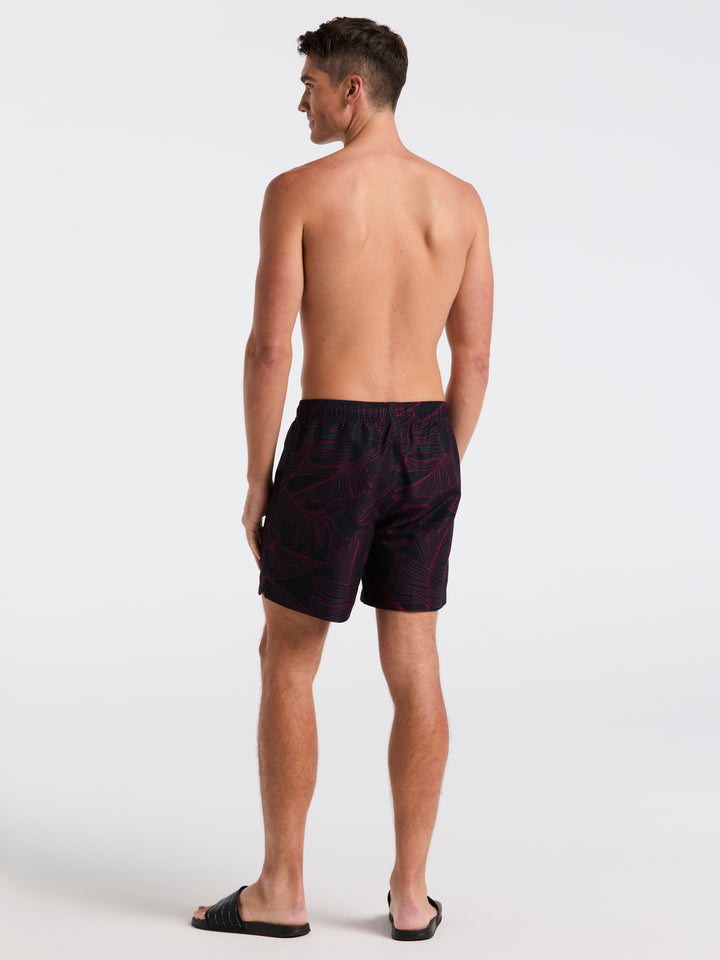 Line Botanical Print Swim Trunk (Beaujolais) 