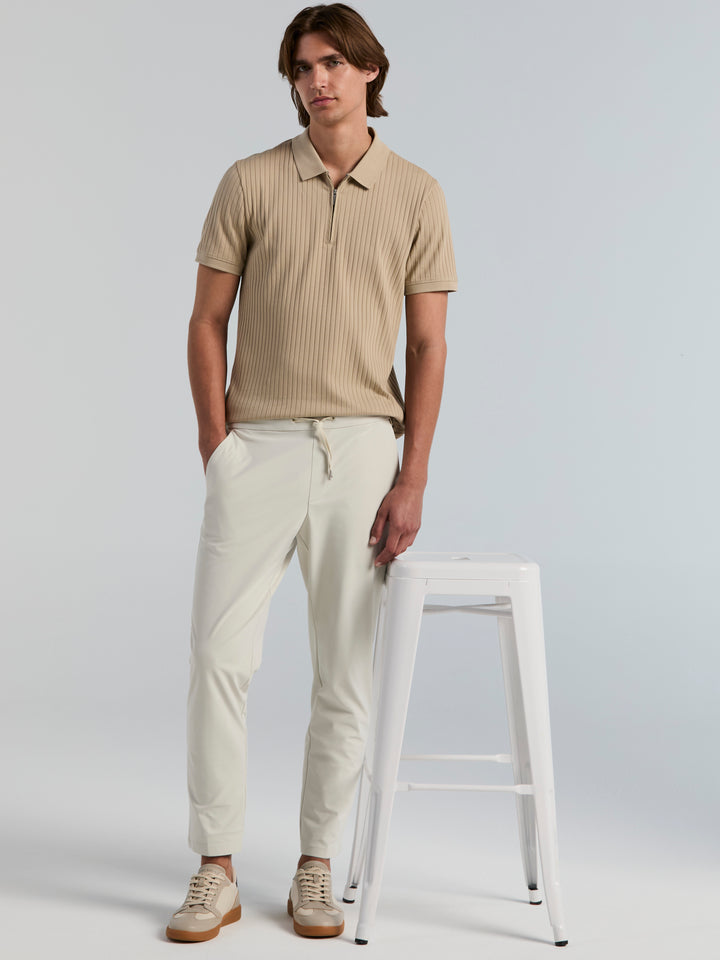 Slim Tapered Tricot Drawstring Pants (Silver Birch) 