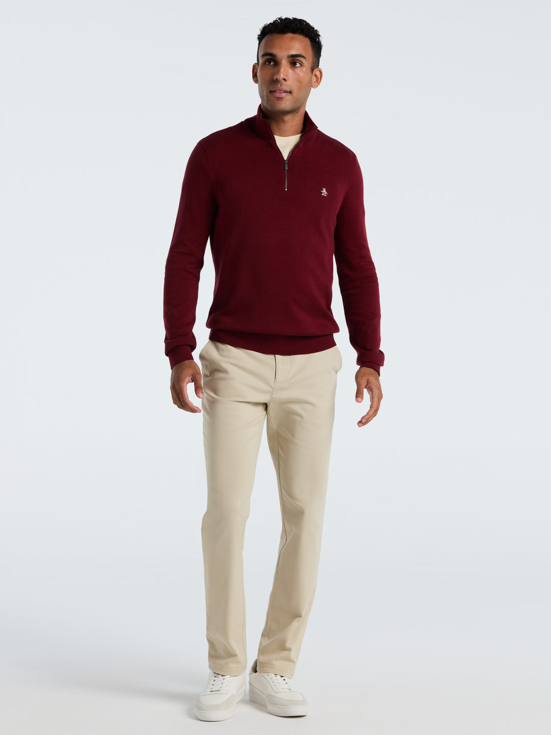 1/4 Zip Cotton Jersey Sweater (Cabernet) 