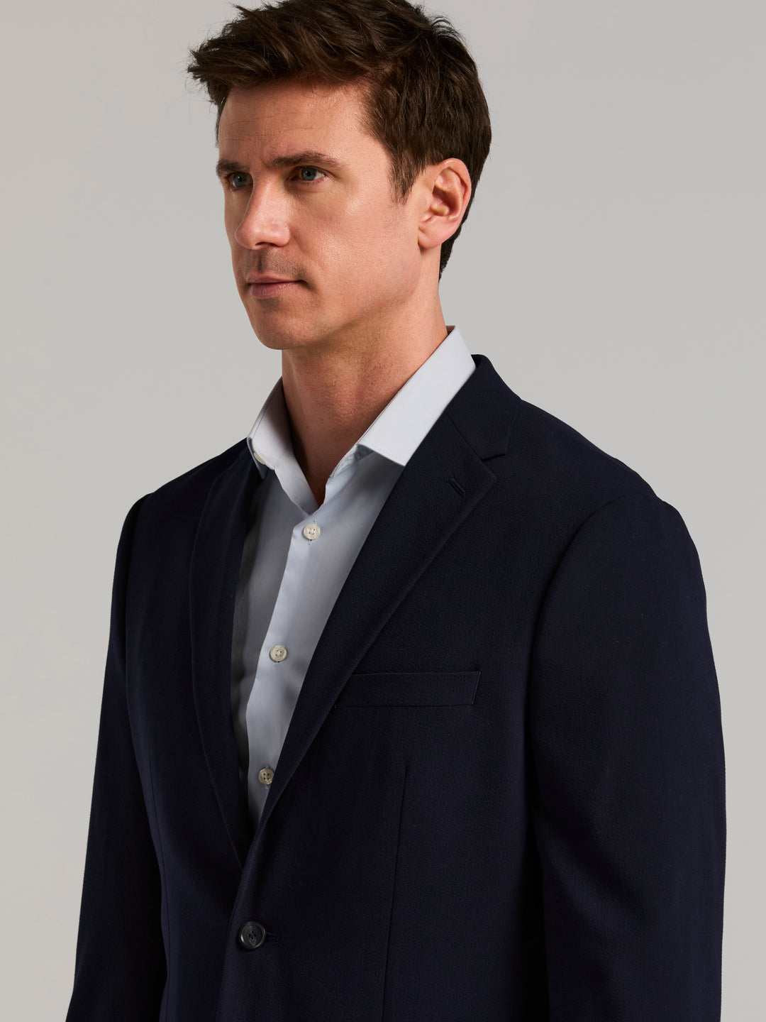 Slim Fit Seersucker Suit Jacket (Navy) 