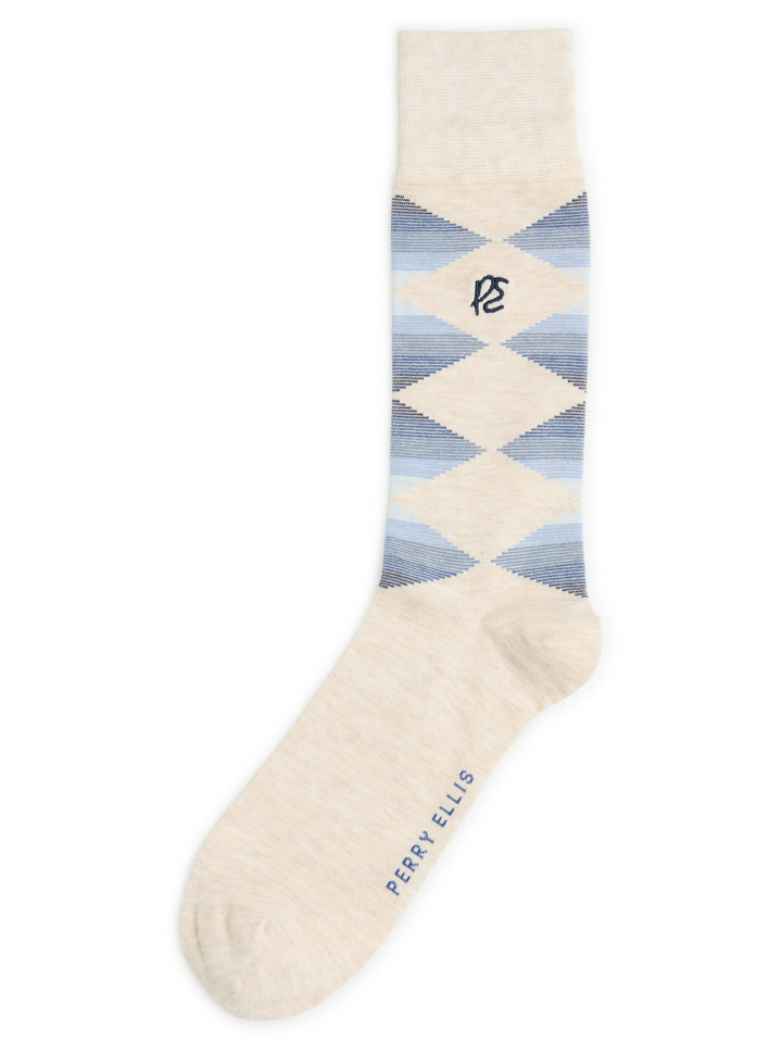 Multi Color Striped Argyle Socks (Cream Heather) 