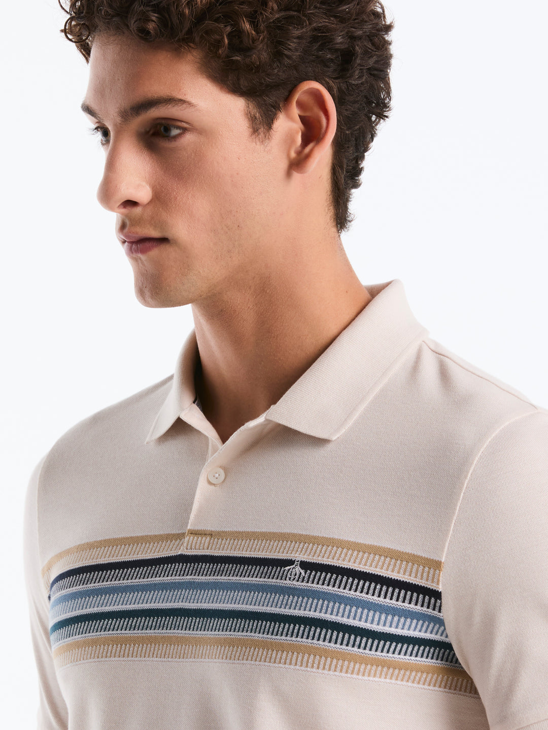 Birdseye Pique Multi Chest Stripe Polo (Birch) 