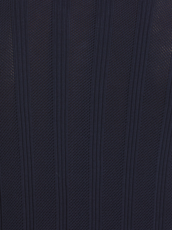 Mesh Stripe Short Sleeve Sweater (Dress Blues) 