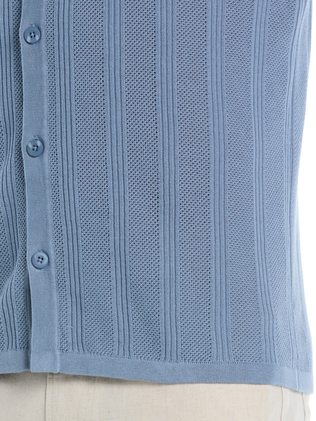 Mesh Stripe Short Sleeve Sweater (Windward Blue) 