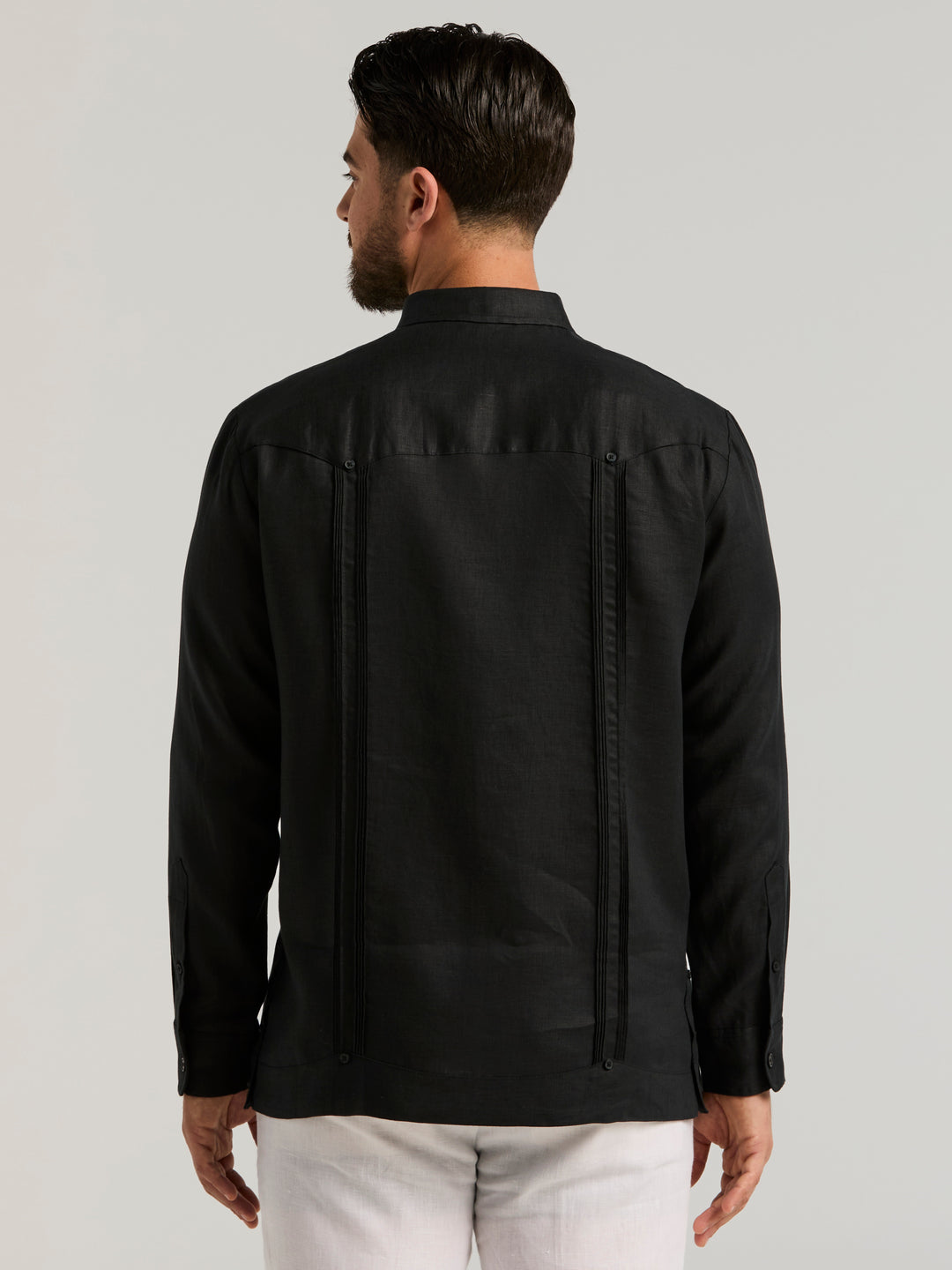 Linen Guayabera Shirt (Jet Black) 