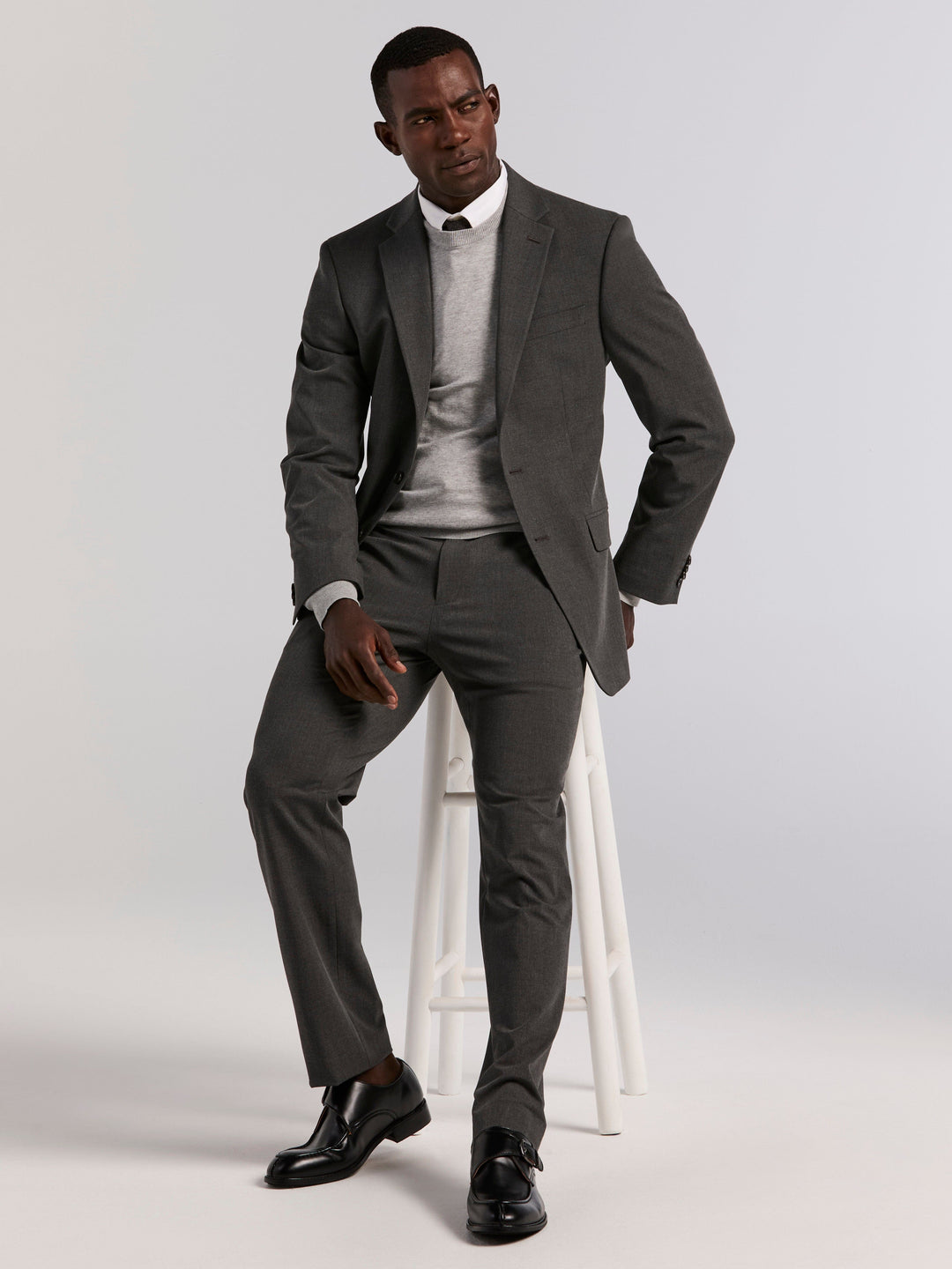 Slim Fit Gabardine Suit Pant (Charcoal) 