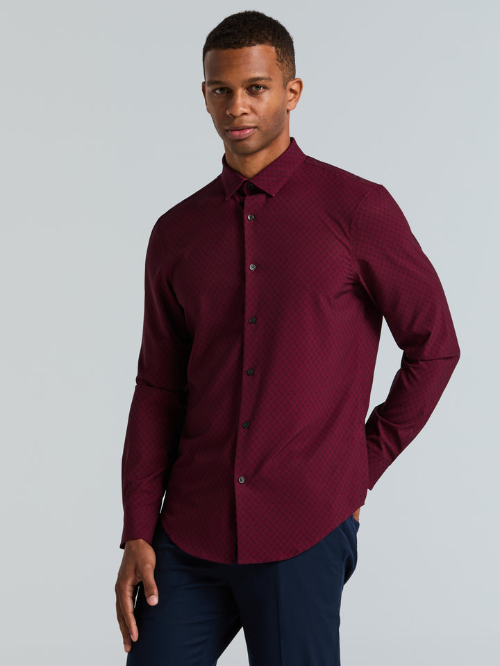 Slim Fit Geo Print Short Sleeve Shirt (Zinfandel) 