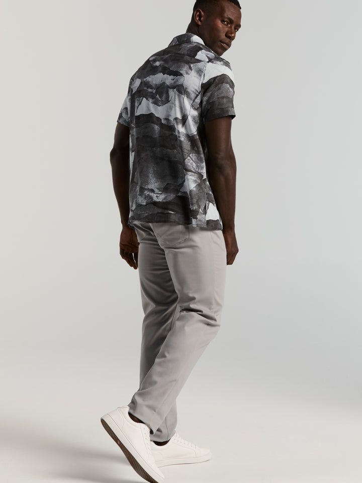 Cotton Abstract Wave Print Shirt (Black) 