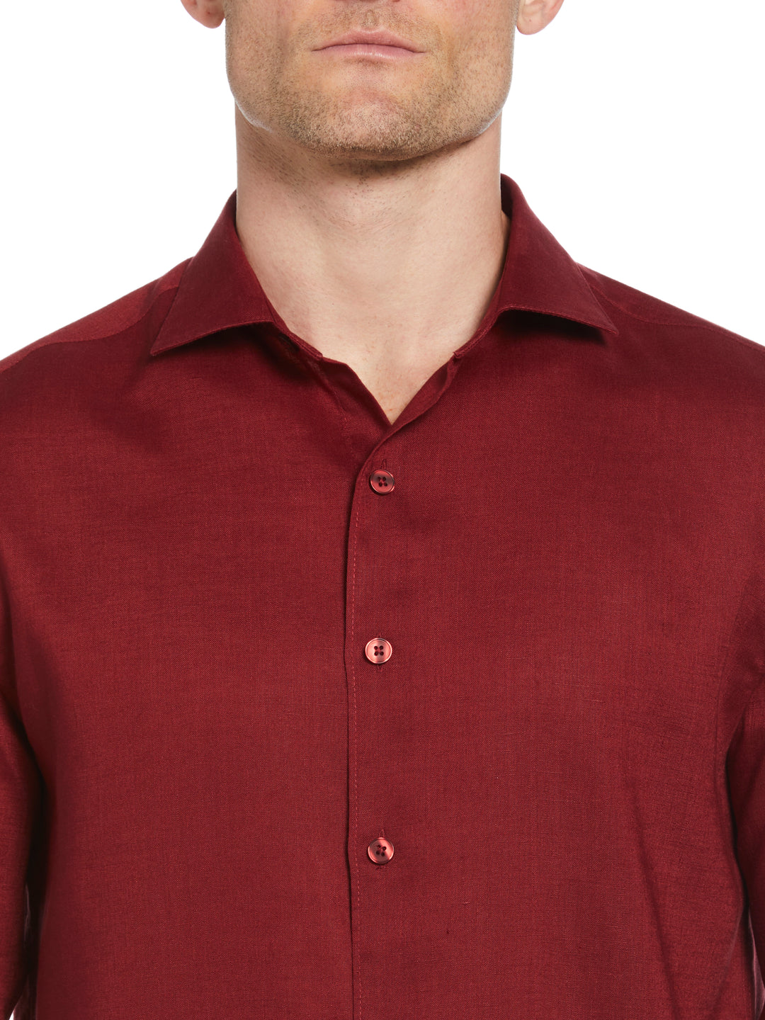 Linen Blend Wrinkle-Resistant Shirt (Cabernet) 