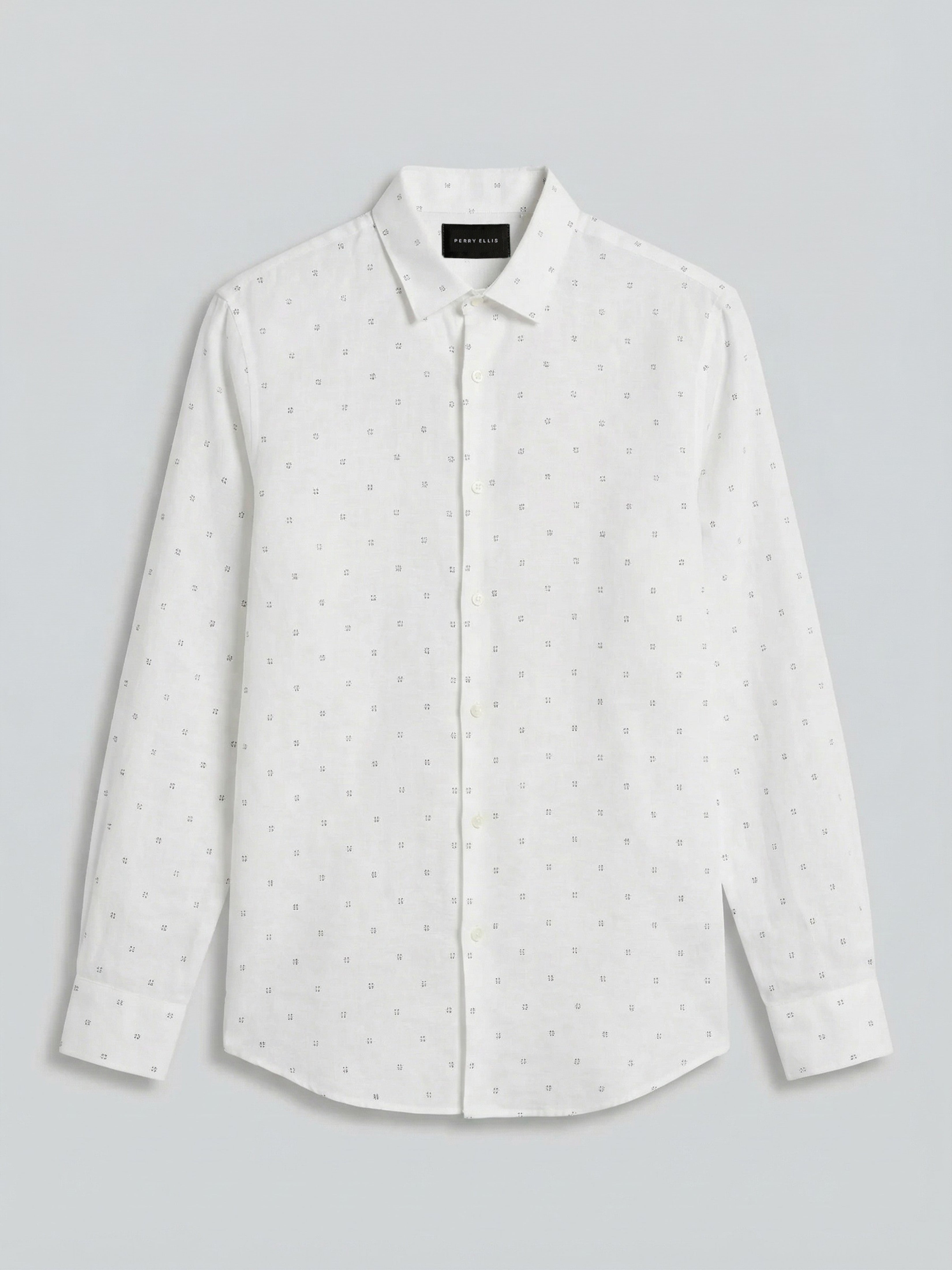 Untucked Linen Blend Geo Dot Print Shirt – Perry Ellis