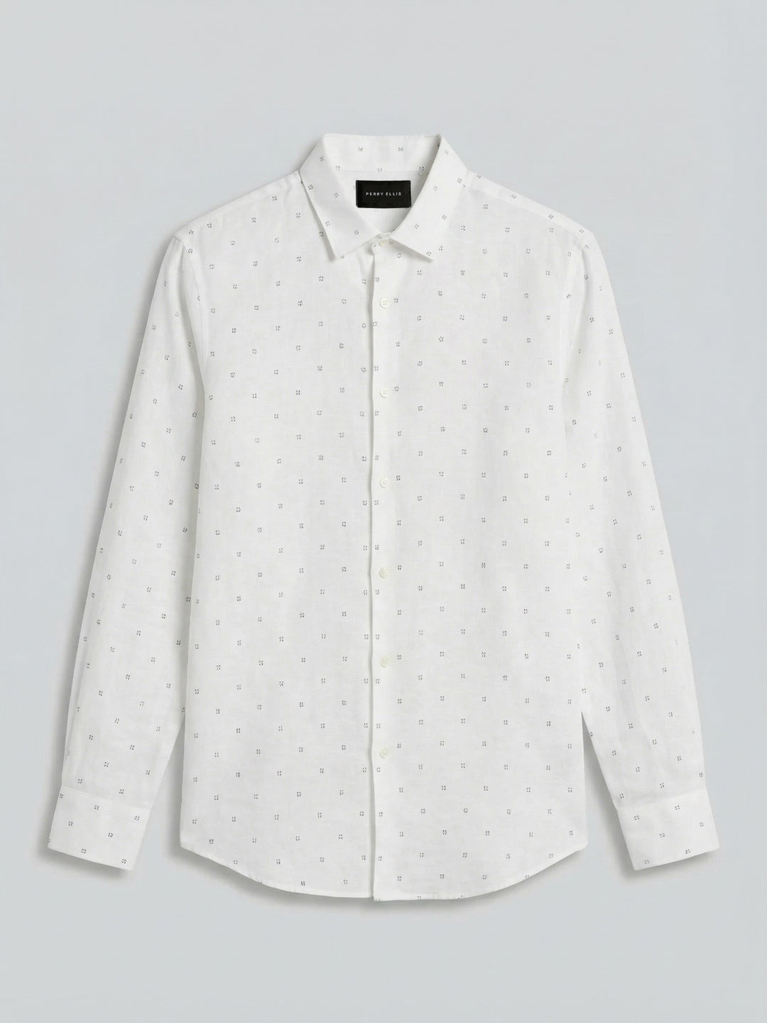 Untuck Geo Dot Print Long Sleeve Shirt (Bright White) 