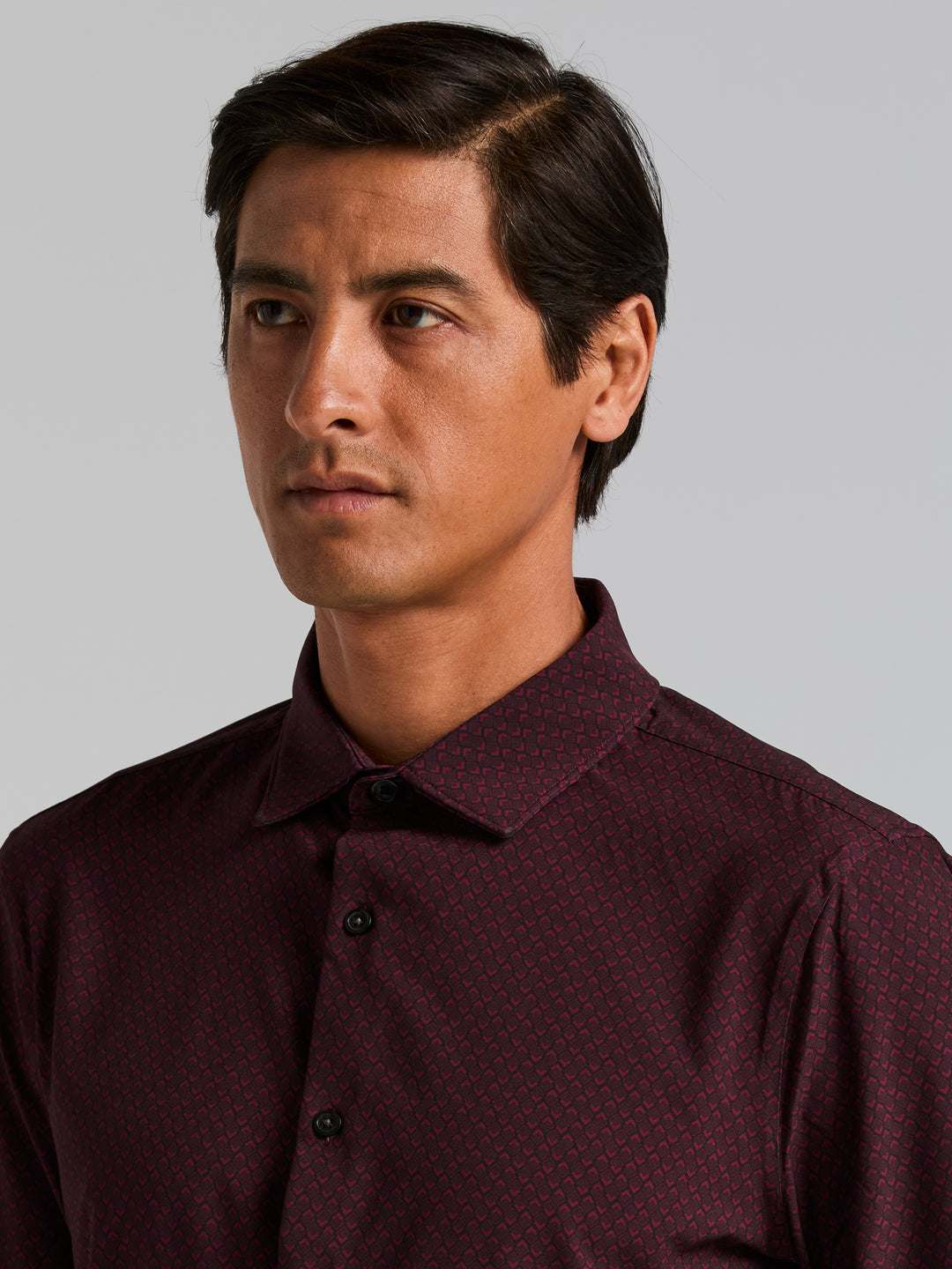 Long Sleeve Diamond Print Slim Fit Shirt (Zinfandel) 