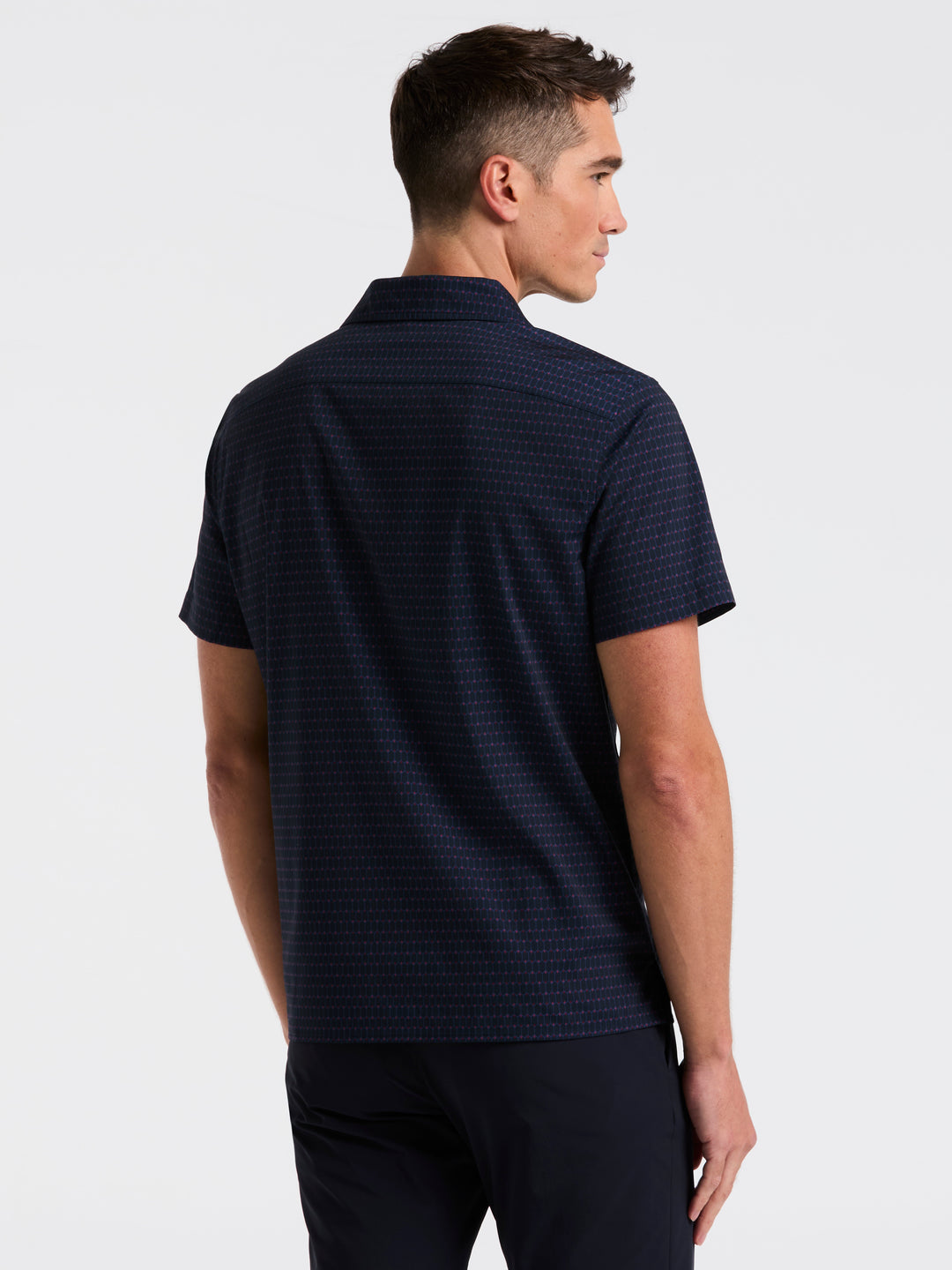 Hexagon Pop Print Camp Collar Shirt (Dark Sapphire) 