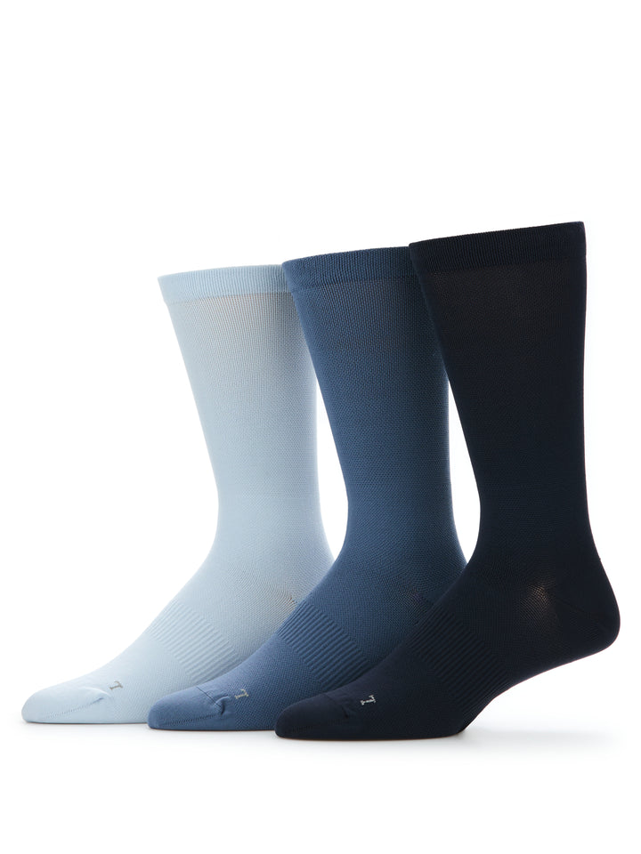 3-Pack Performance Microfiber Pique Flat Crew Socks (Med Assrt) 