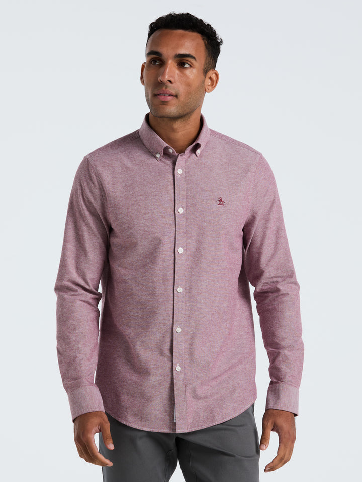 Oxford Long Sleeve Button-Down Shirt (Cabernet) 