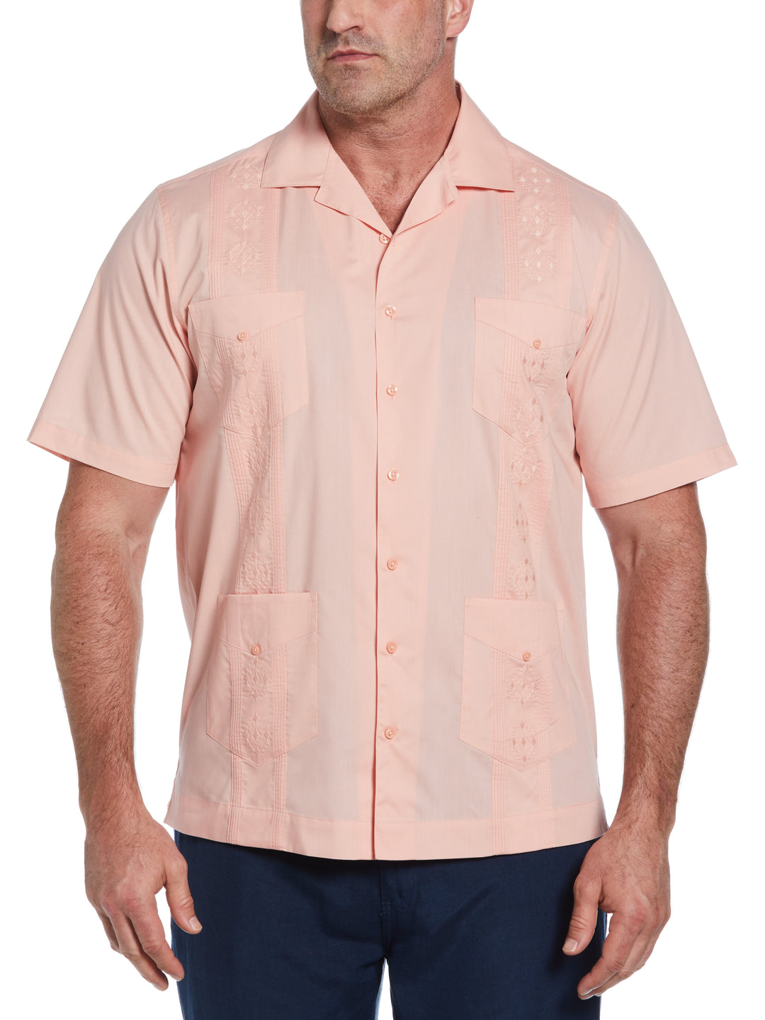 Big & Tall Poplin Guayabera Shirt (Coral Cloud) 