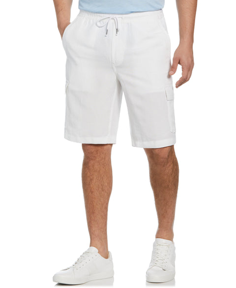Big and Tall Linen Blend Pull-On Cargo Short (Brilliant White) 