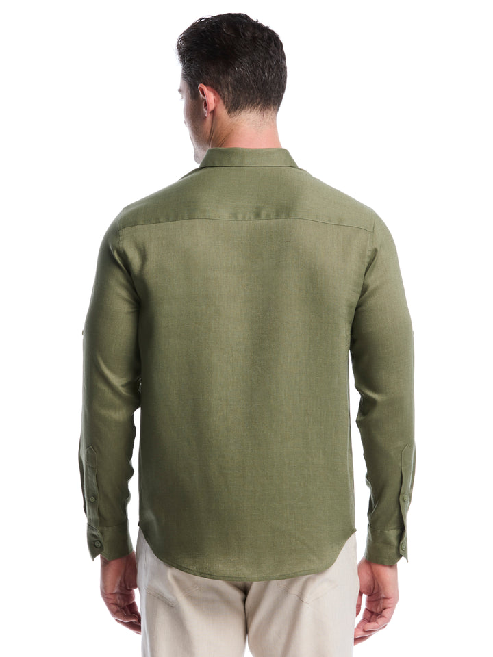Linen Blend Wrinkle-Resistant Shirt (Olivine) 