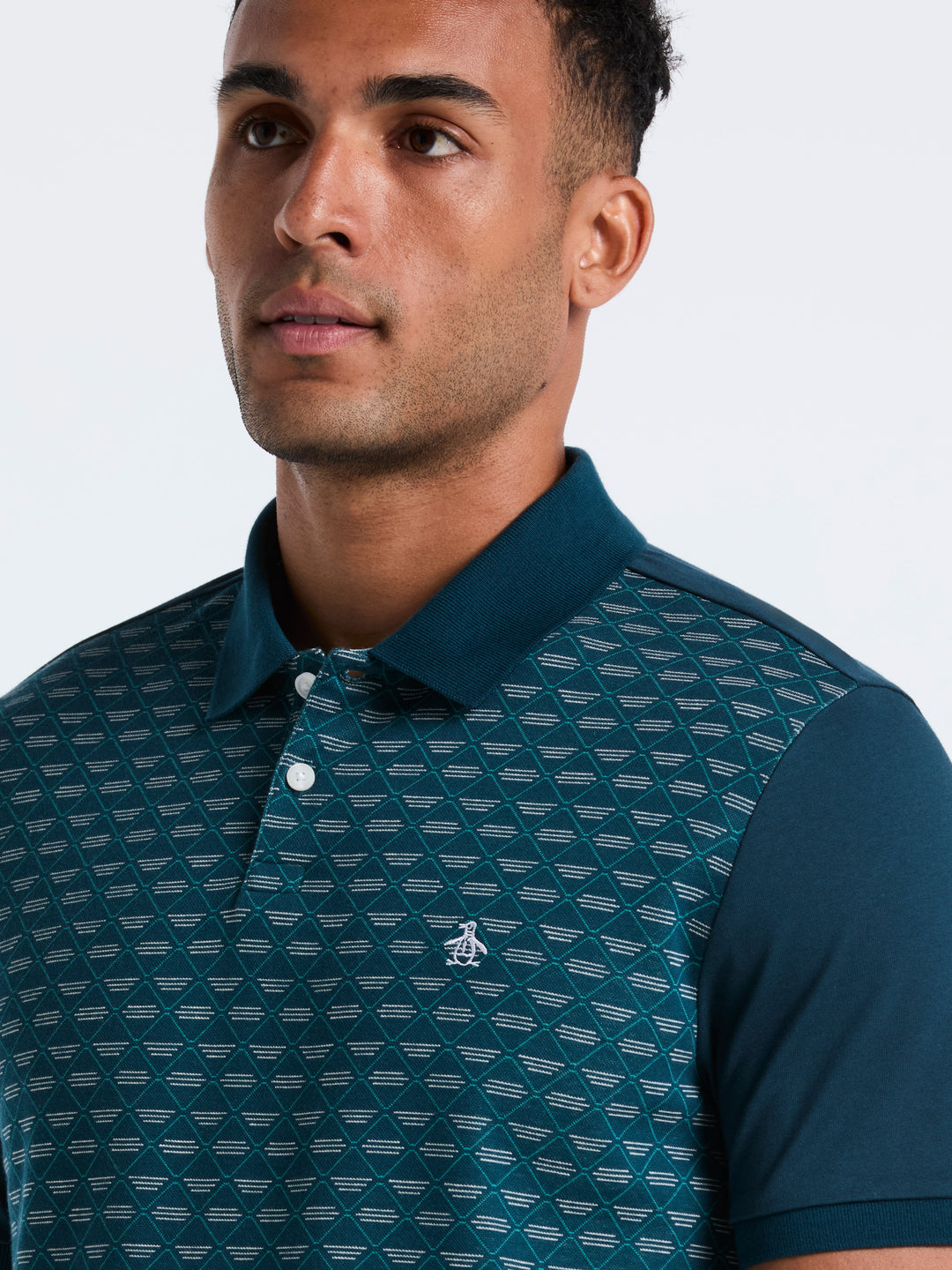 Diamond Jacquard Cotton Polo (Reflecting Pond) 