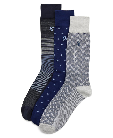3 Pack Herringbone Logo Sock (Dk Bnd Ast) 