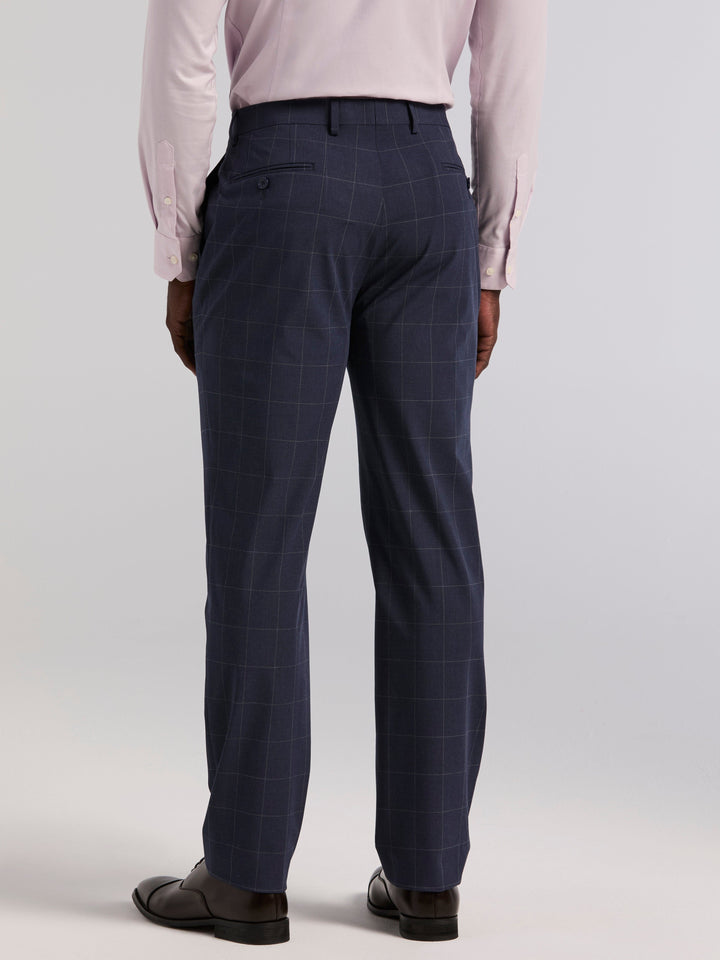 Slim Fit Windowpane Suit Pant (Blue) 