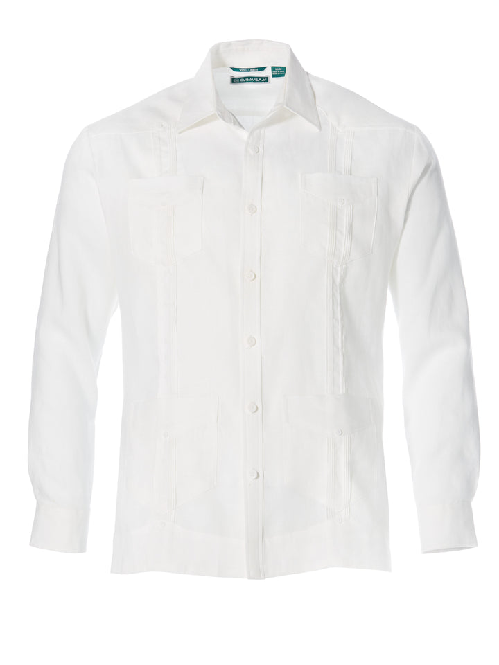 Linen Guayabera Shirt (Bright White) 