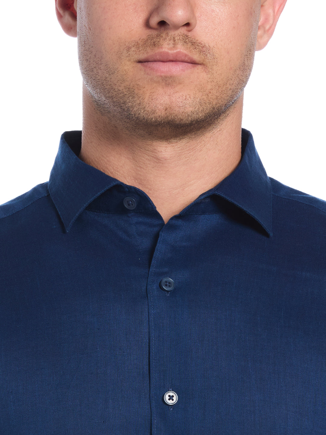 Linen Blend Wrinkle-Resistant Shirt (Estate Blue) 