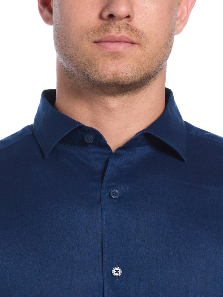 Linen Blend Wrinkle-Resistant Shirt (Estate Blue) 