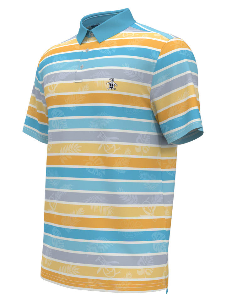 Original Resort Stripe Print Golf Polo (Aquarius) 