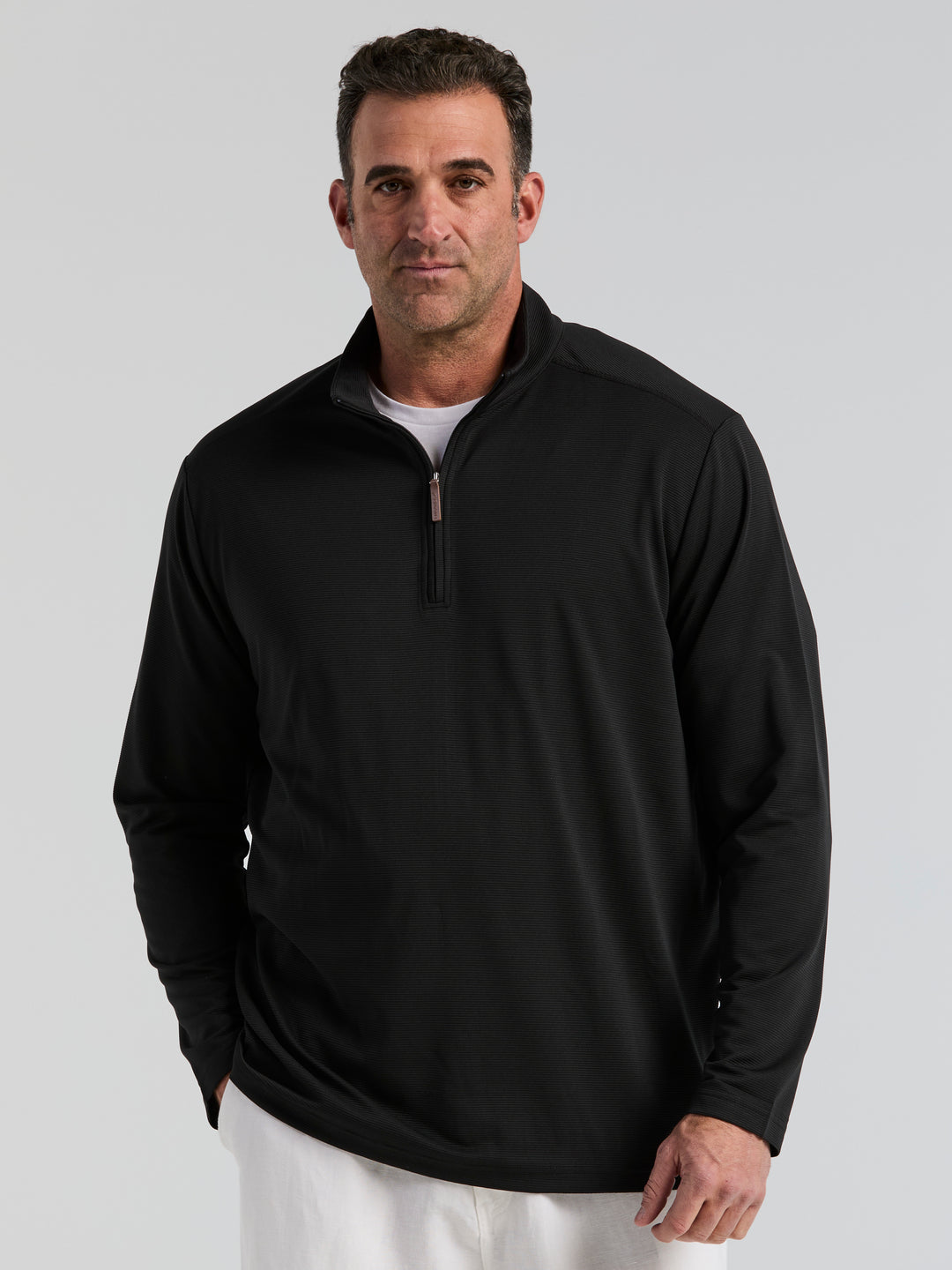 Big & Tall 1/4 Zip Long Sleeve Sweater (Jet Black) 