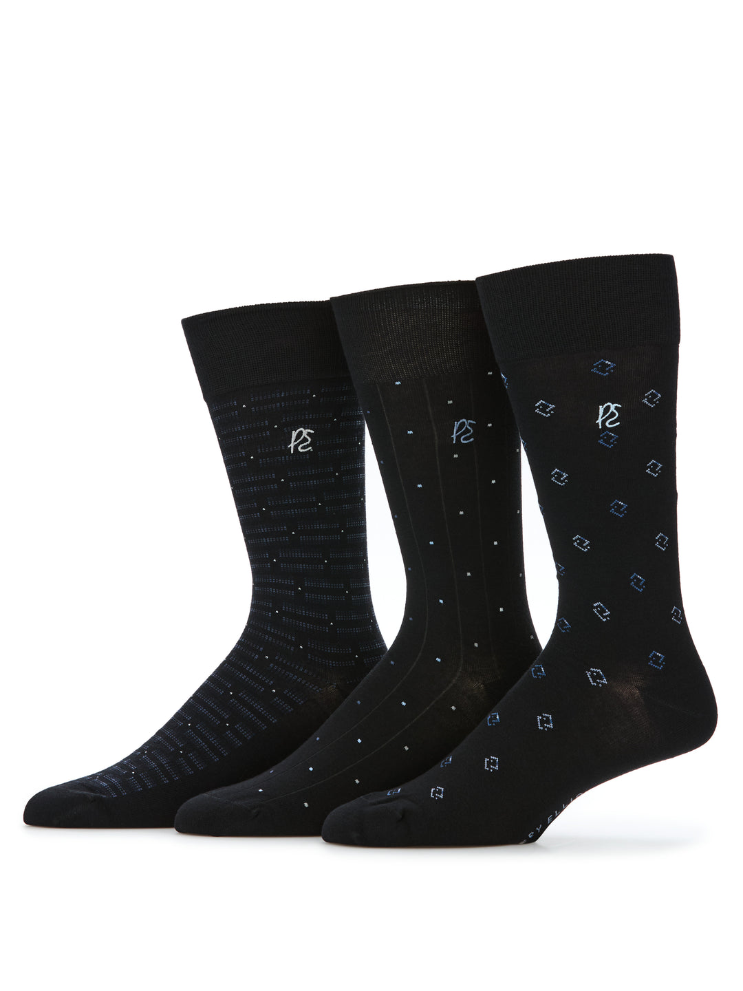 3-Pack Men's Neats Patterned Dress Socks (Anthracite) 