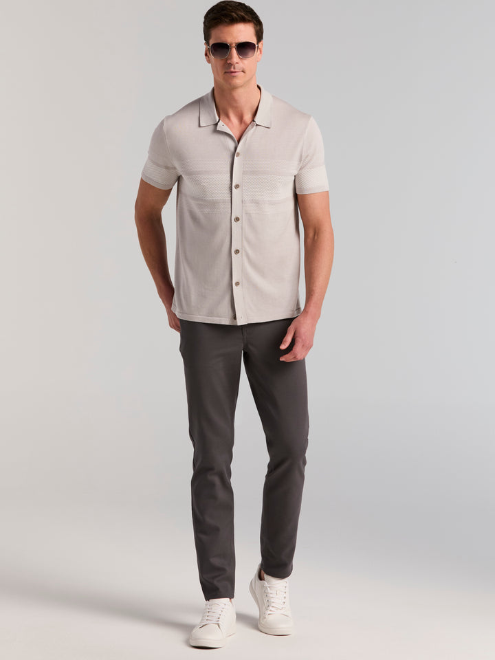 Cotton Modal Textured Button Front Sweater (Quiet Gray) 