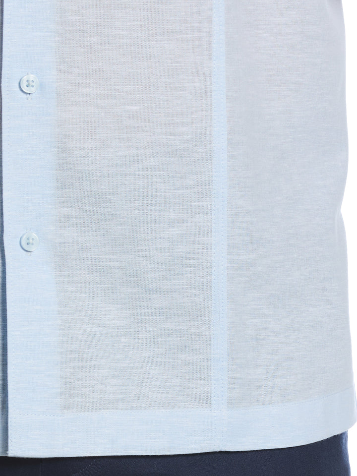 Linen Blend Tuck Panel Shirt (Dream Blue) 