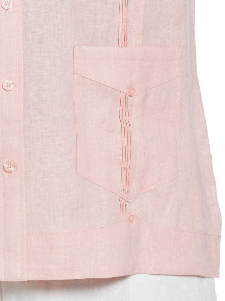 Big & Tall Linen Guayabera Shirt (Silver Pink) 