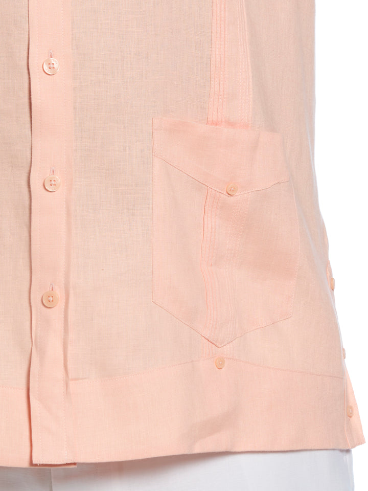 Big & Tall Linen Guayabera Shirt (Peach Parfait) 