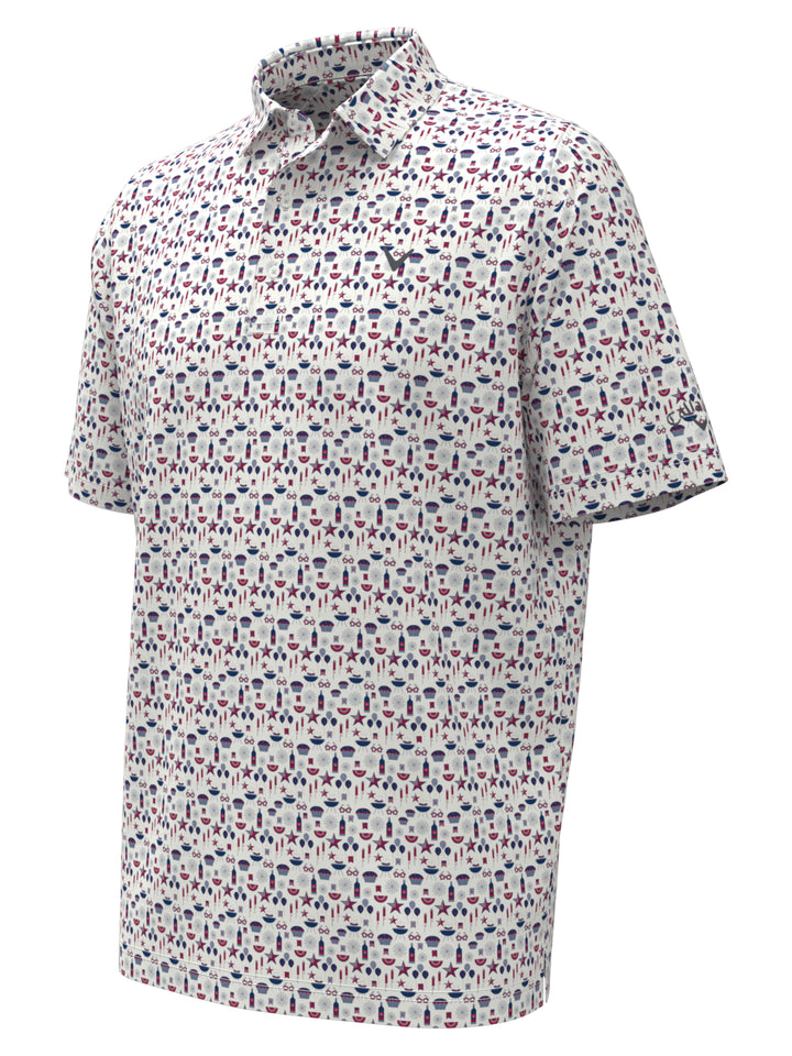 Boys Americana Print Polo (Bright White) 