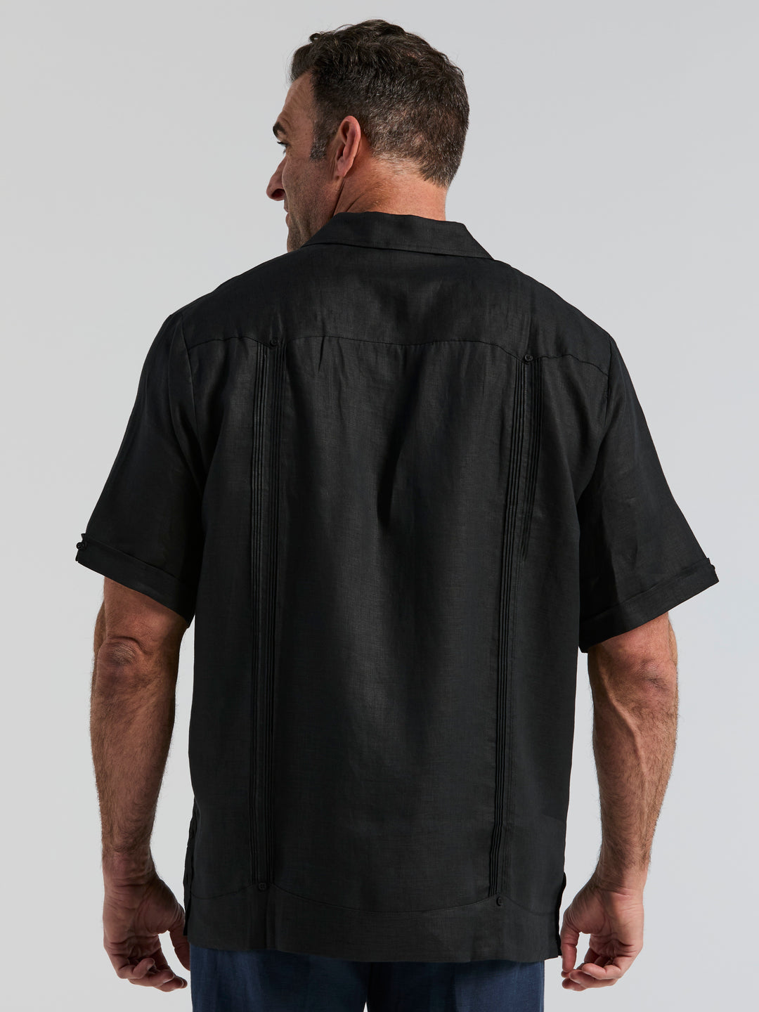 Linen Guayabera Shirt (Jet Black) 
