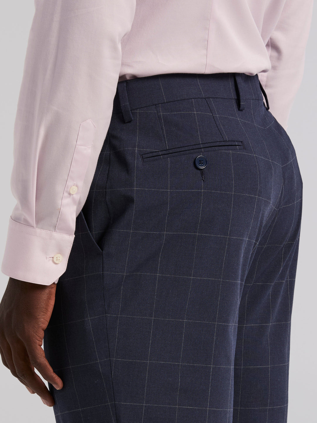 Slim Fit Windowpane Suit Pant (Blue) 