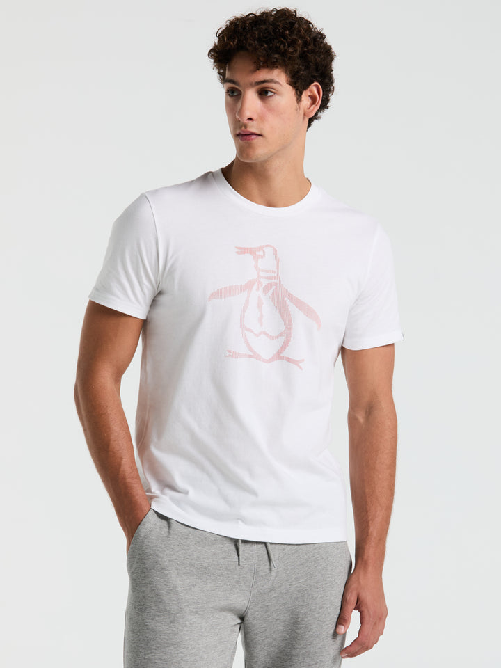 3D Dot Penguin Jersey Graphic Tee (Bright White/Dk Sapph) 
