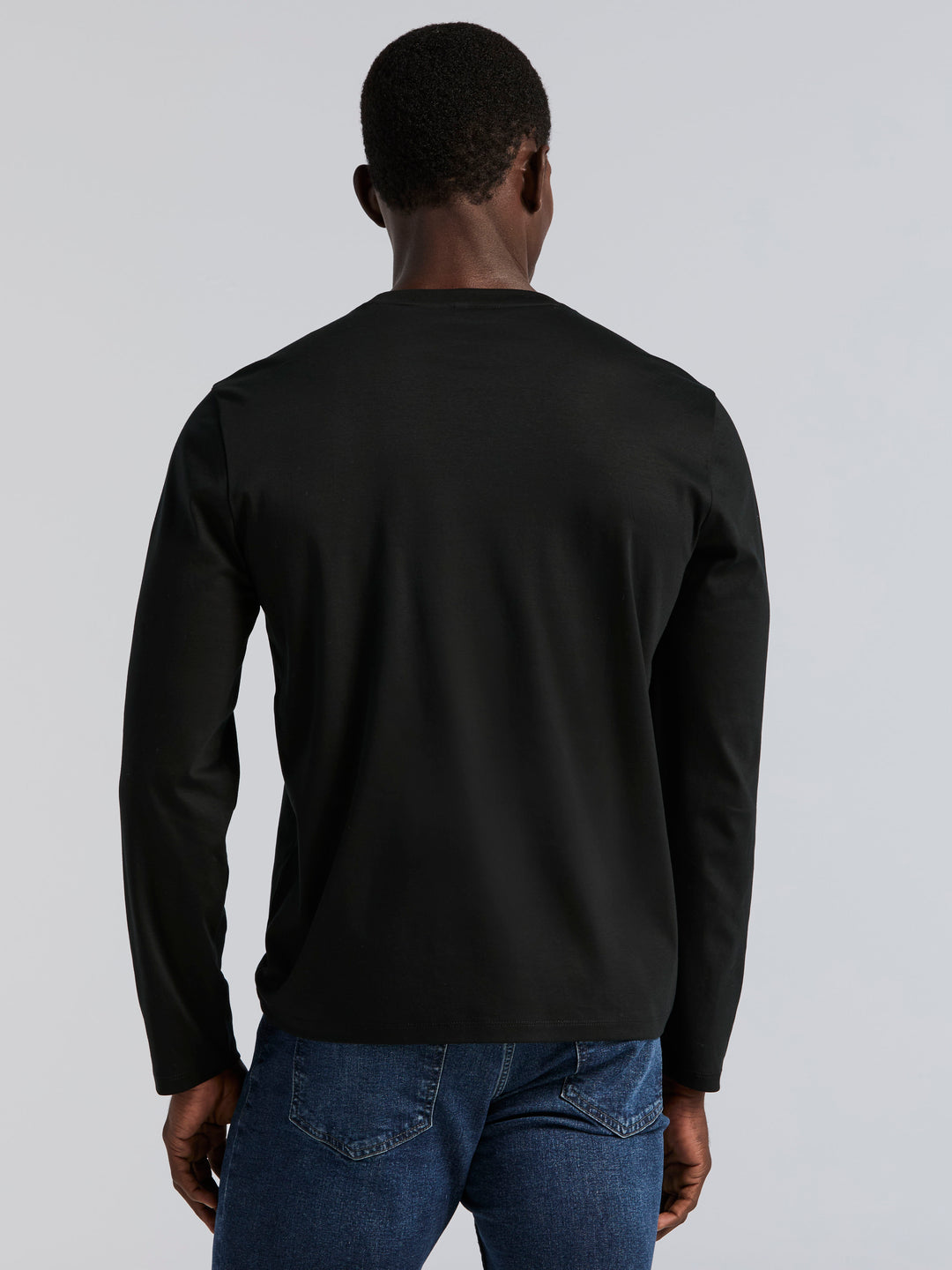 Interlock Crew Neck Long Sleeve Tee (Black) 