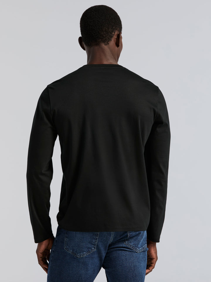 Interlock Crew Neck Long Sleeve Tee (Black) 