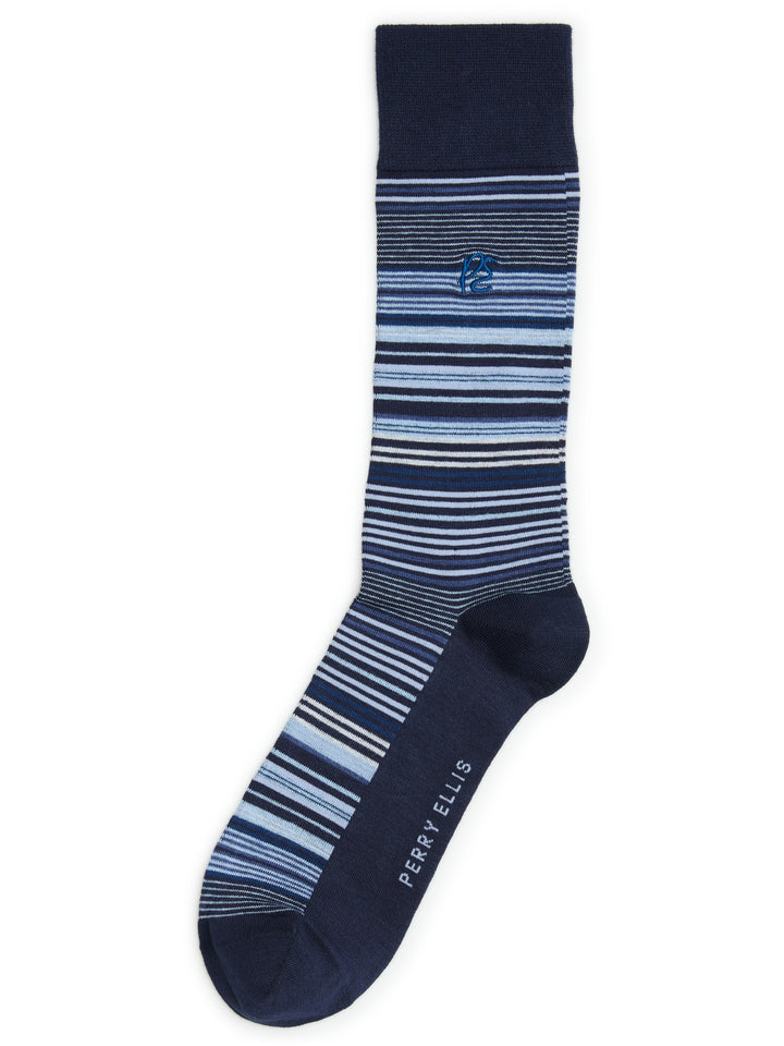 Men's Bamboo Viscose Variegated Stripe Socks (True Navy) 