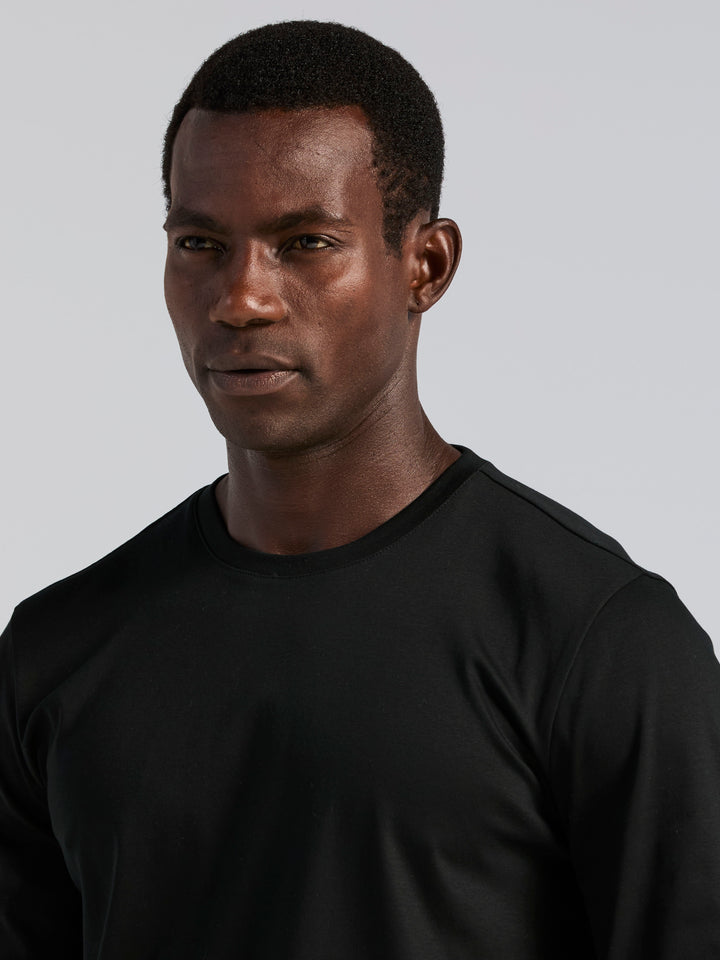 Interlock Crew Neck Long Sleeve Tee (Black) 