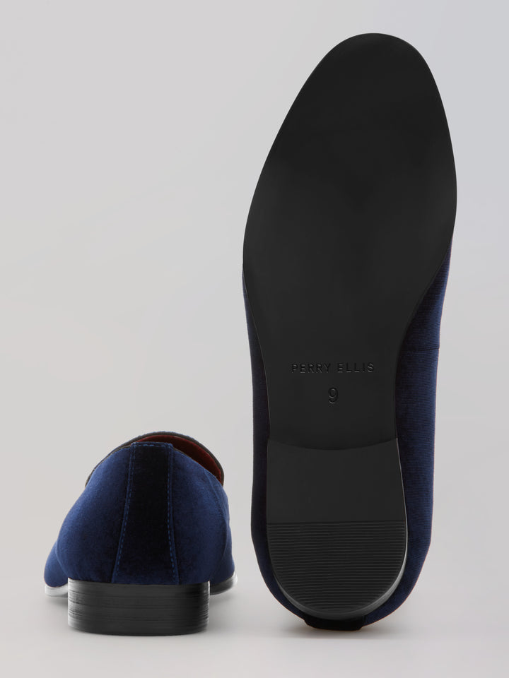 Dark Blue Velvet Loafers (Navy) 