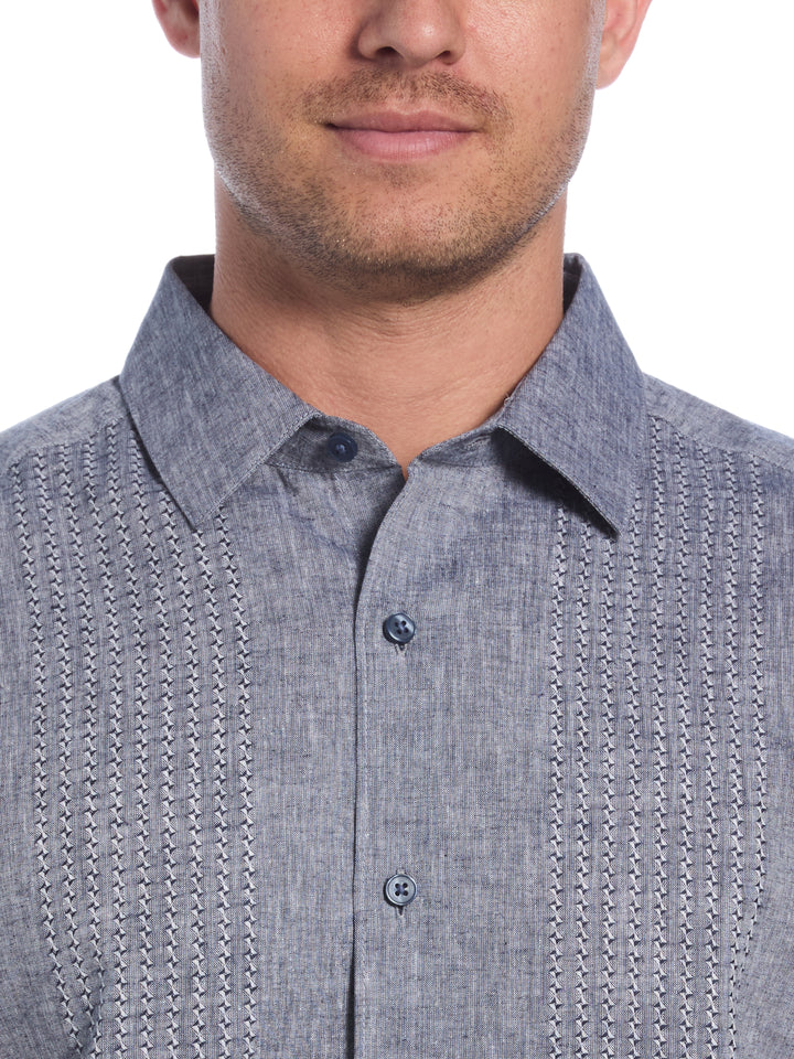 Linen Blend Dobby Panels Shirt (Dress Blues) 