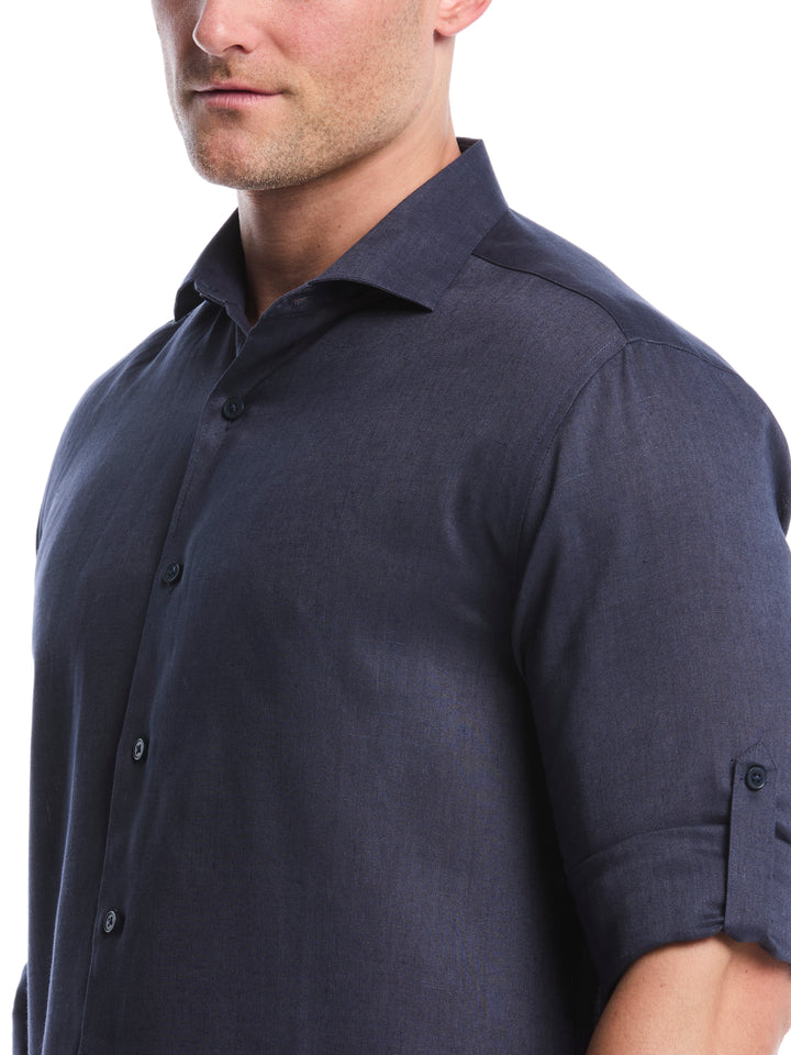 Linen Blend Wrinkle-Resistant Shirt (Mood Indigo) 