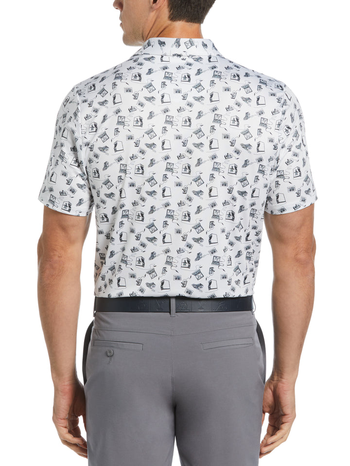 Retro Arcade Print Polo (Bright White) 