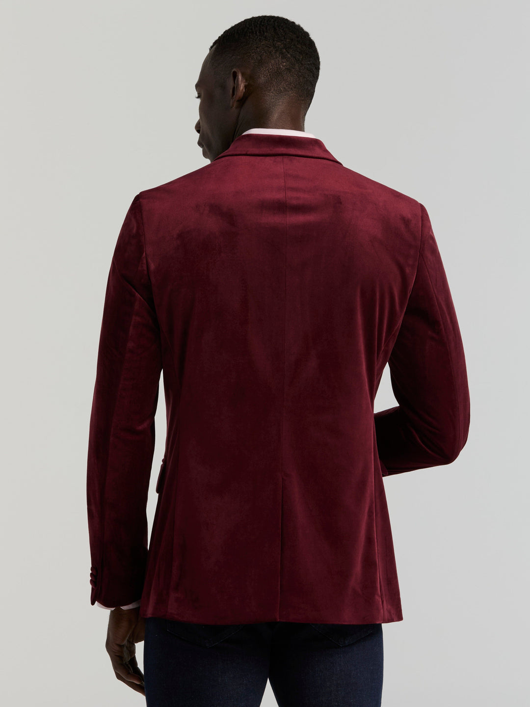 Slim Peak Lapel Velvet Jacket (Zinfandel) 