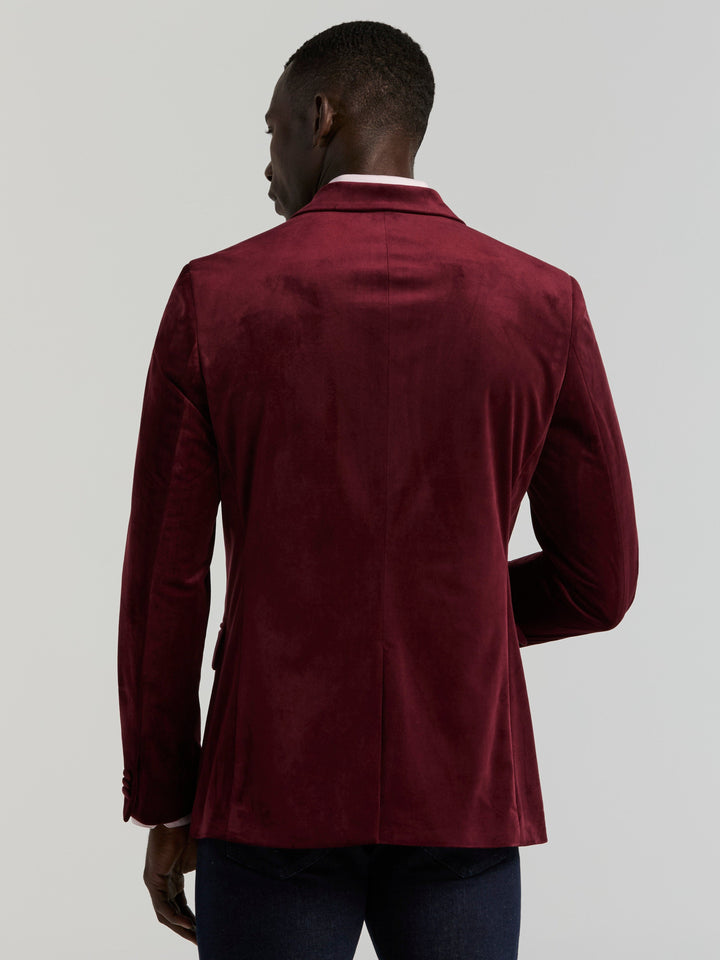 Slim Peak Lapel Velvet Jacket (Zinfandel) 