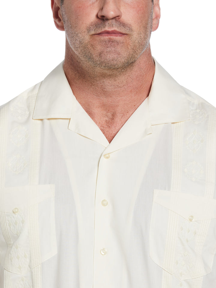 Big & Tall Poplin Guayabera Shirt (Ivory) 